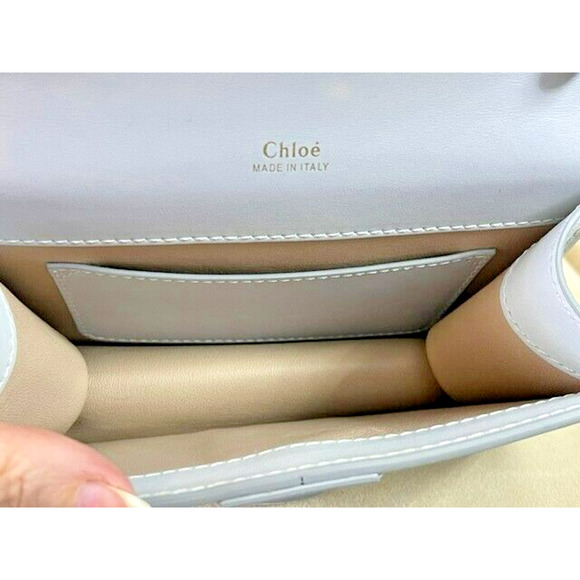 Chloe Aby Flap Crossbody Mini Bag Light Cloud Blue Silver Gold chain $2,490 - Picture 11 of 15